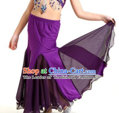 Asian Indian Belly Dance Purple Fishtail Skirt Stage Performance Oriental Dance Clothing for Kids