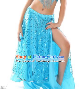 Asian Indian Children Belly Dance Blue Bust Skirt Raks Sharki Oriental Dance Clothing for Kids