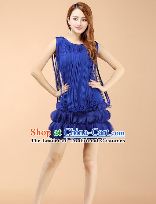 Top Grade Latin Dance Royalblue Dress Ballroom Dance Modern Dance Clothing for Women