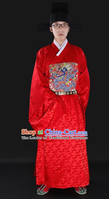 Chinese Ancient Chancellor Bufu Costume Ming Dynasty Minister Clothing for Men
