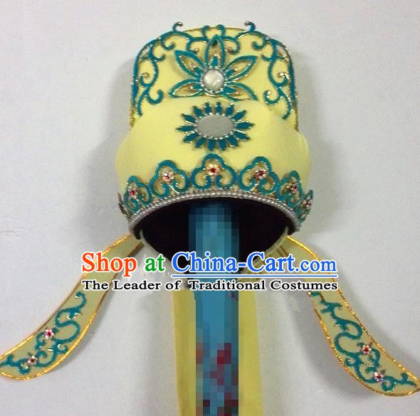 Traditional Chinese Beijing Opera Scholar Yellow Hats Peking Opera Niche Headwear