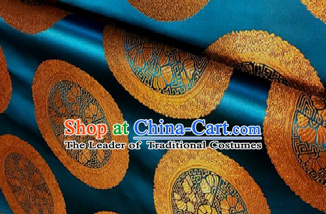 Chinese Traditional Fabric Palace Pattern Design Blue Brocade Chinese Mongolian Robe Fabric Asian Material