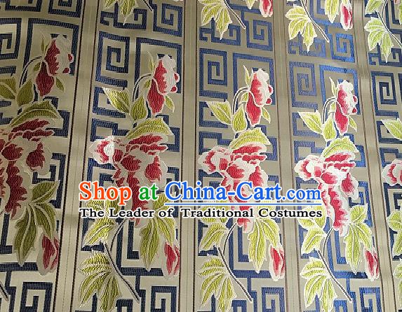 Chinese Traditional Fabric Tang Suit Flowers Pattern Brocade Chinese Fabric Asian Tibetan Robe Material