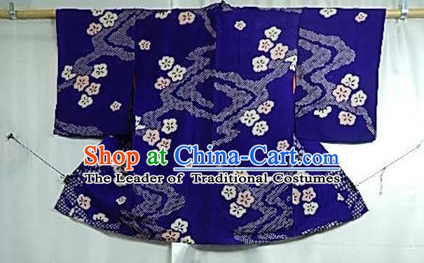 Japanese Traditional Male Kimono Clothing Royalblue Haori Kimonos for Men