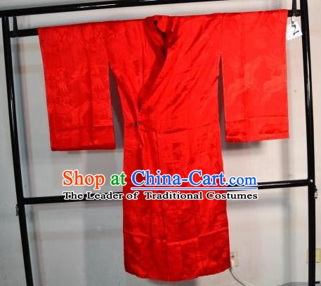 Japanese Traditional Prince Red Yukata Robe Clothing Japan Samurai Haori Kimonos for Men