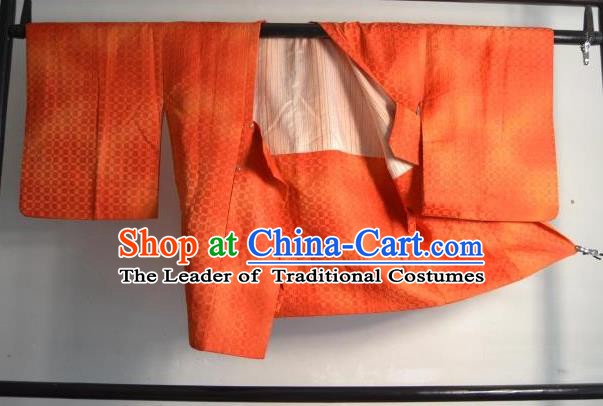 Japanese Traditional Hakama Kimono Japan Orange Haori Shirts Apparel Yukata Costume for Men