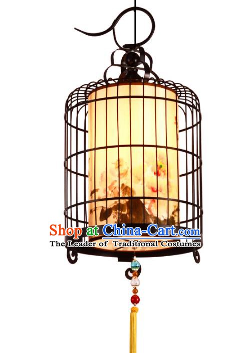 Traditional Chinese Ancient Palace Lantern Iron Birdcage Ceiling Lanterns Hanging Lanern