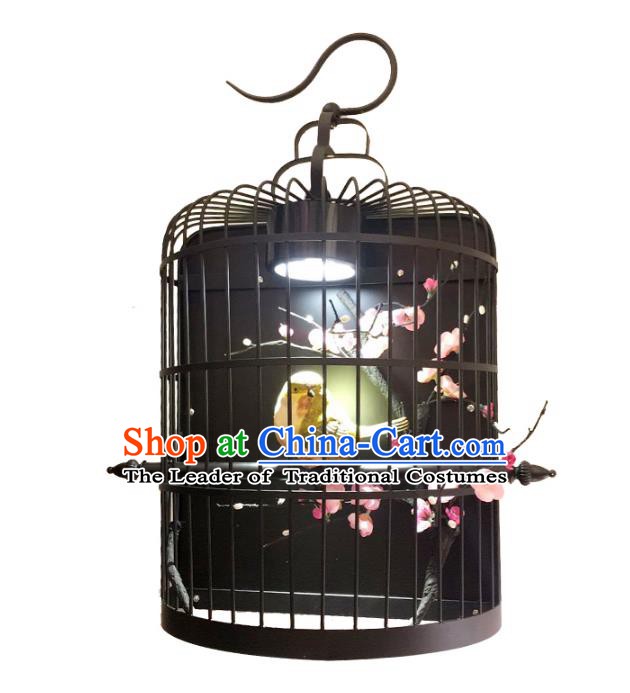 Handmade Traditional Chinese Lantern Birdcage Wintersweet Desk Lamp Palace Lantern