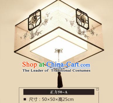 Traditional Chinese Handmade Lantern Classical Bamboo Square Ceiling Lamp Ancient Lanern