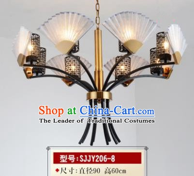 Asian China Traditional Handmade Lantern Sector Ceiling Lamp Ancient Palace Lanern