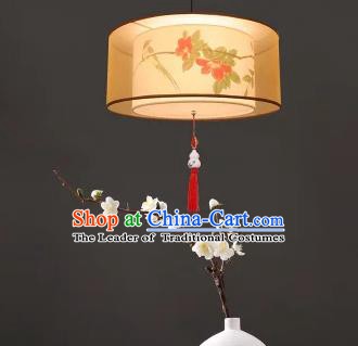 Traditional China Handmade Lantern Ancient Printing Birds Red Flowers Hanging Lanterns Palace Ceiling Lamp