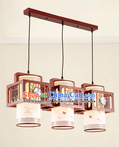 China Traditional Handmade Ancient Ceramic Three-pieces Hanging Lantern Palace Lanterns Ceiling Lamp