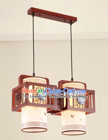 China Traditional Handmade Ancient Ceramic Two-pieces Hanging Lantern Palace Lanterns Ceiling Lamp