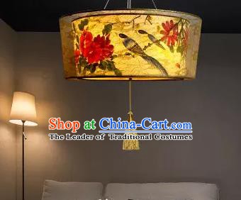 Traditional China Handmade Lantern Ancient Printing Peony Parchment Hanging Lanterns Palace Ceiling Lamp