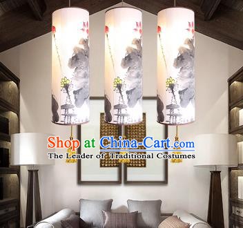 Traditional China Handmade Lantern Ancient Printing Lotus Hanging Lanterns Palace Ceiling Lamp