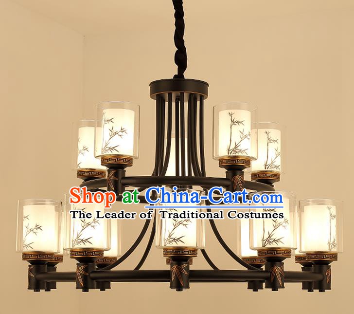 Traditional China Handmade Hanging Lantern Ancient Fifteen-pieces Lanterns Palace Ceiling Lamp