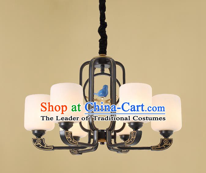 Traditional China Handmade Hanging Lantern Ancient Six-pieces Lanterns Palace Ceiling Lamp