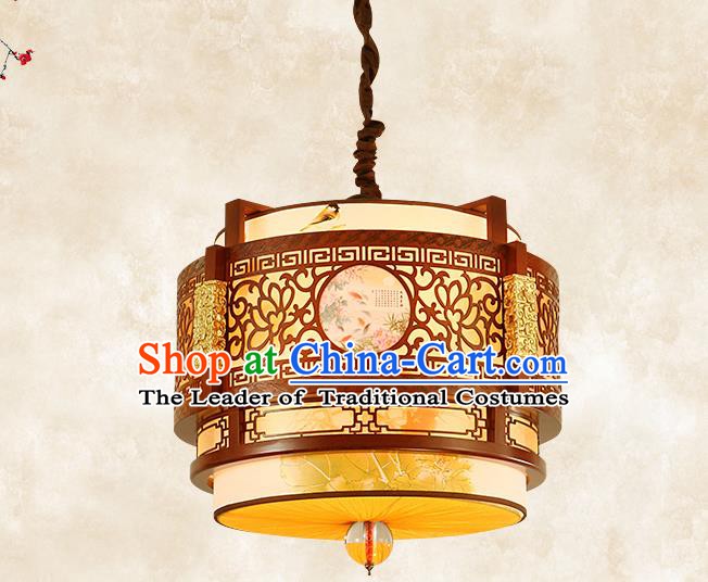 China Traditional Handmade Ancient Printing Lantern Palace Wood Hanging Lanterns Ceiling Lamp