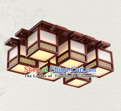 China Traditional Handmade Ancient Wood Lantern Six-pieces Palace Lanterns Ceiling Lamp