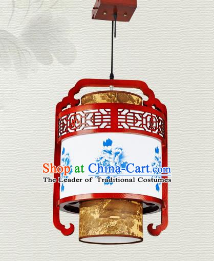 China Traditional Handmade Ancient Hanging Lantern Palace Lanterns Printing Peony Ceiling Lamp