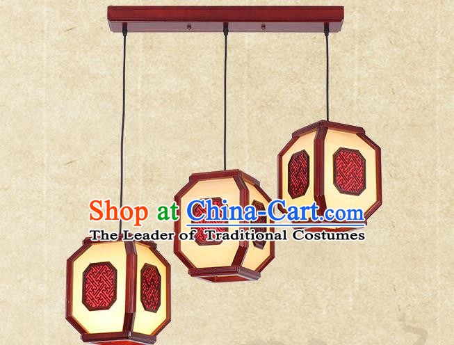 Traditional China Handmade Hanging Lantern Ancient Wood Lanterns Palace Ceiling Lamp