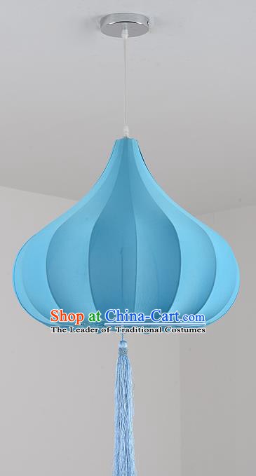 China Handmade Blue Hanging Lantern Traditional Lanterns New Year Palace Ceiling Lamp