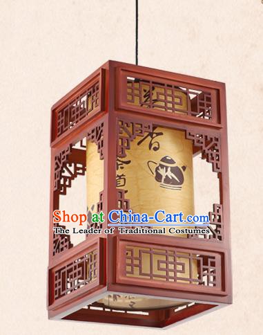 China Handmade Wood Lantern Traditional Parchment Lanterns Palace Hanging Lamp