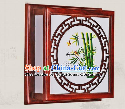 Asian China Handmade Wall Lanterns Traditional Ancient Square Lamp Printing Bamboo Palace Lantern