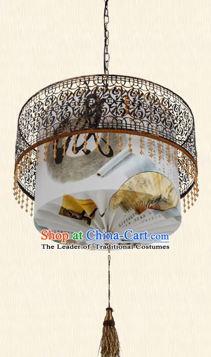 Chinese Handmade Printing Lantern Traditional Palace Ceiling Lamp Ancient Hanging Lanterns