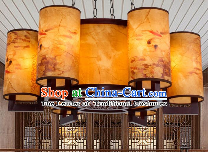 Chinese Handmade Six-Lights Lantern Traditional Palace Ceiling Lamp Ancient Hanging Lanterns