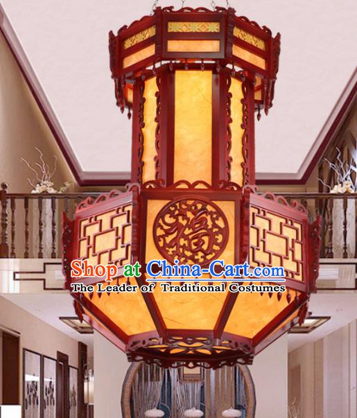 Chinese Handmade Wood Lantern Traditional Palace Large Ceiling Lamp Ancient Hanging Lanterns