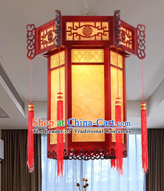 Chinese Handmade Wood Lantern Traditional Palace Ceiling Lamp Ancient Hanging Lanterns