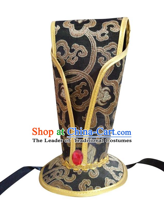 China Ancient Han Dynasty Emperor Hair Accessories Hanfu Black Hairdo Crown for Men