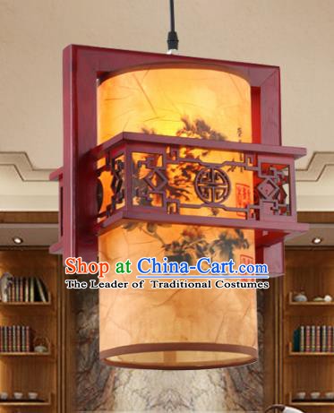 Chinese Handmade Hanging Lantern Traditional Palace Printing Parchment Ceiling Lamp Ancient Lanterns