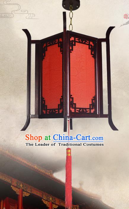 Chinese Handmade Red Wood Hanging Lantern Traditional Palace Parchment Ceiling Lamp Ancient Lanterns