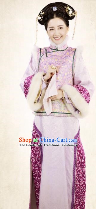 Ancient Chinese Qing Dynasty Shunzhi Empress Embroidered Dress Costume for Women