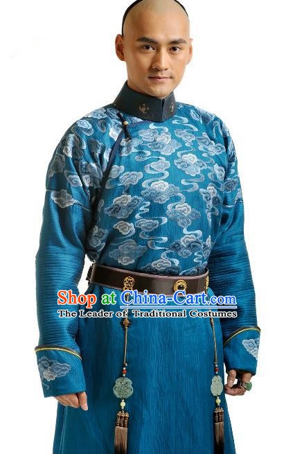 Chinese Qing Dynasty Thirteen Prince of Kangxi Historical Costume Ancient Manchu Royal Highness Clothing for Men