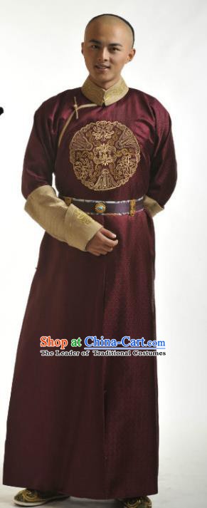 Chinese Qing Dynasty Ten Prince of Kangxi YinE Historical Costume Ancient Manchu Royal Highness Clothing for Men