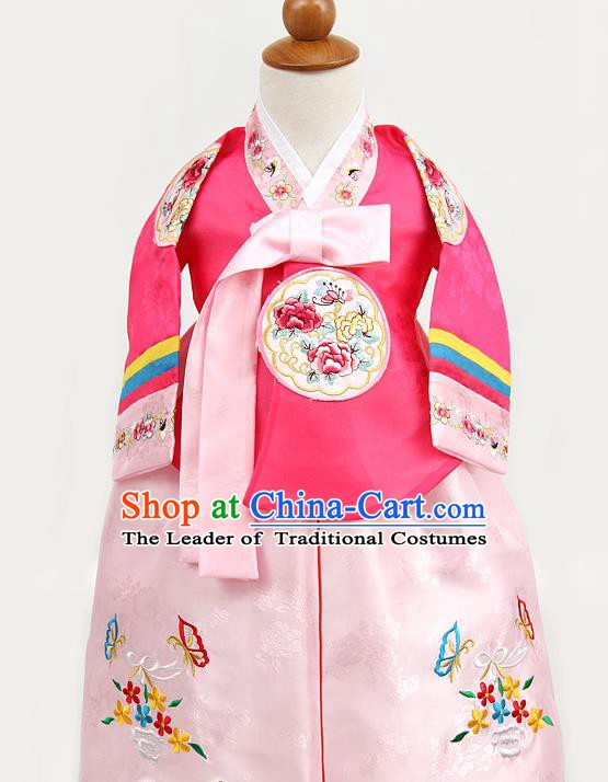 Korean Traditional Hanbok Clothing Korean Children Rosy Fashion Apparel Hanbok Costumes for Kids