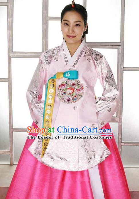 Korean Traditional Palace Empress Pink Hanbok Clothing Korea Fashion Apparel Dress for Women