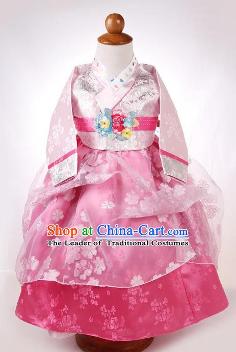 Korean Traditional Hanbok Korea Children Blouse and Pink Dress Fashion Apparel Hanbok Costumes for Kids