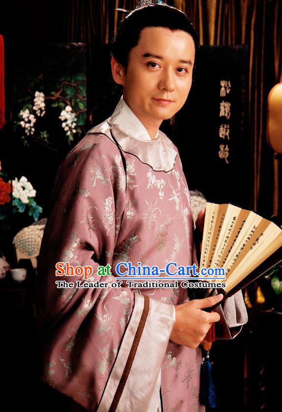 Chinese Ancient Novel Dream of the Red Chamber Aristocratic Childe Jia Lian Costume for Men