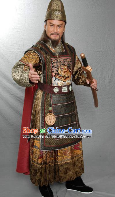 Traditional Chinese Ancient Ming Dynasty General Yan Jin Armour Replica Costume for Men