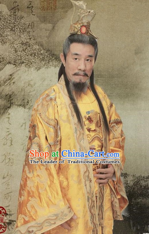 Chinese Ancient Ming Dynasty Emperor Zhu Yuanzhang Replica Costume Embroidered Imperial Robe for Men