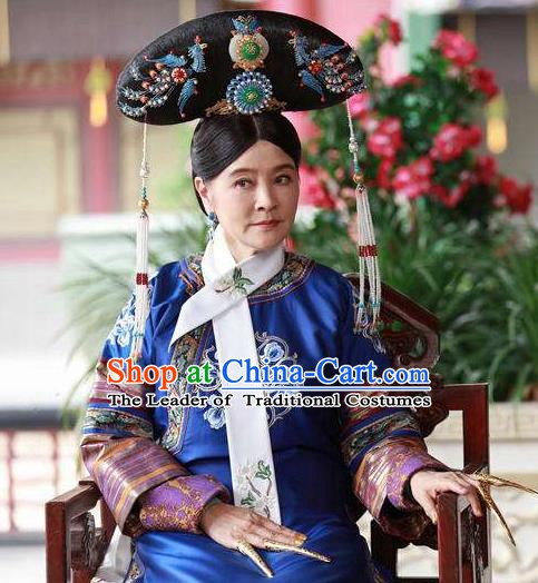 Chinese Qing Dynasty Imperial Consort De Embroidered Dress Ancient Palace Lady Replica Costume for Women