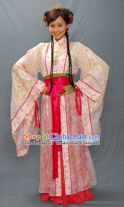 Chinese Ancient Ming Dynasty Beauty Qiu Xiang Costume Embroidered Dress for Women