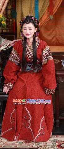 Chinese Ancient Ming Dynasty Imperial Consort of Zhu Youxiao Embroidered Historical Costume for Women