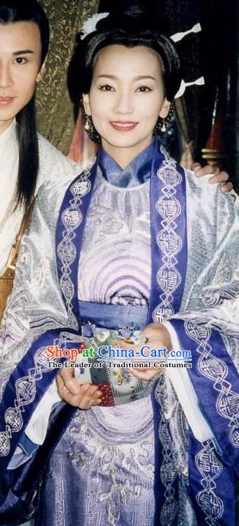 Chinese Ancient Song Dynasty Female General She Saihua Blue Dress Replica Costume for Women