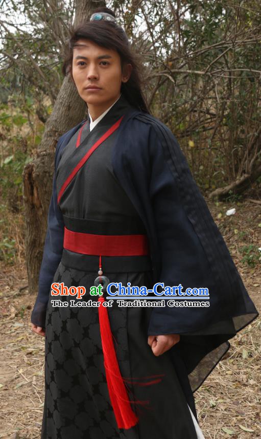 Chinese Ming Dynasty Swordsman Hanfu Robe Ancient Knight-errant Replica Costume for Men