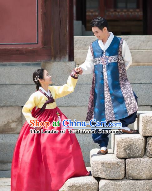 Traditional Korean Costumes Ancient Korean Bride and Bridegroom Hanbok Clothing Complete Set